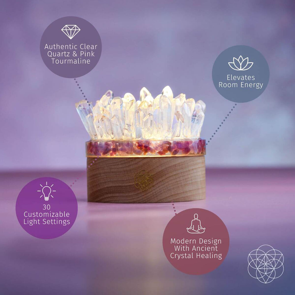 Find My Peace - Quartz & Tourmaline Lamp of Blooming Tranquility by Conscious Items
