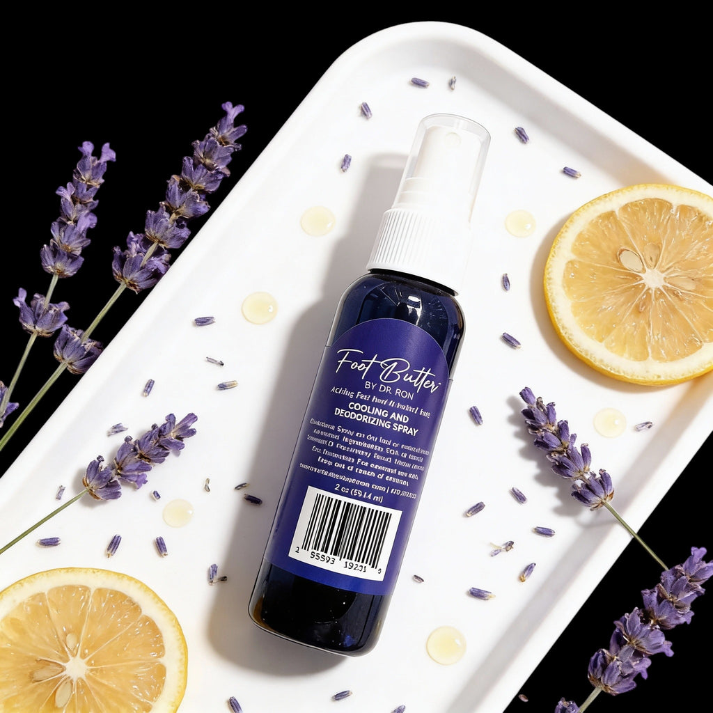 Foot Care Bundle – Lavender Jasmine Foot Butter, Cracked Heel Balm, Cooling Spray & Pumice Scrubber by Foot Butter by Dr Ron