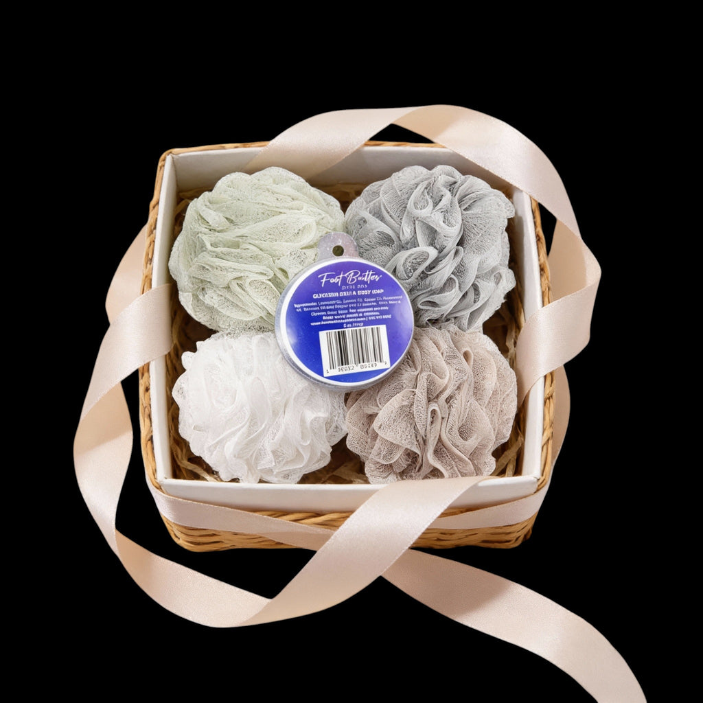 Lavender Bath Bundle – Moisturizing Glycerin Soaps & Shower Loofah Set by Foot Butter by Dr Ron
