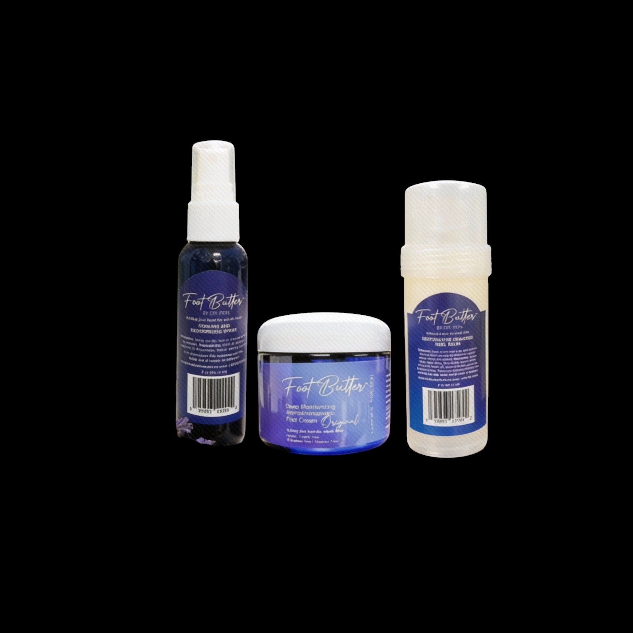 Foot Care Bundle – Lavender Jasmine Foot Butter, Cracked Heel Balm, Cooling Spray & Pumice Scrubber by Foot Butter by Dr Ron