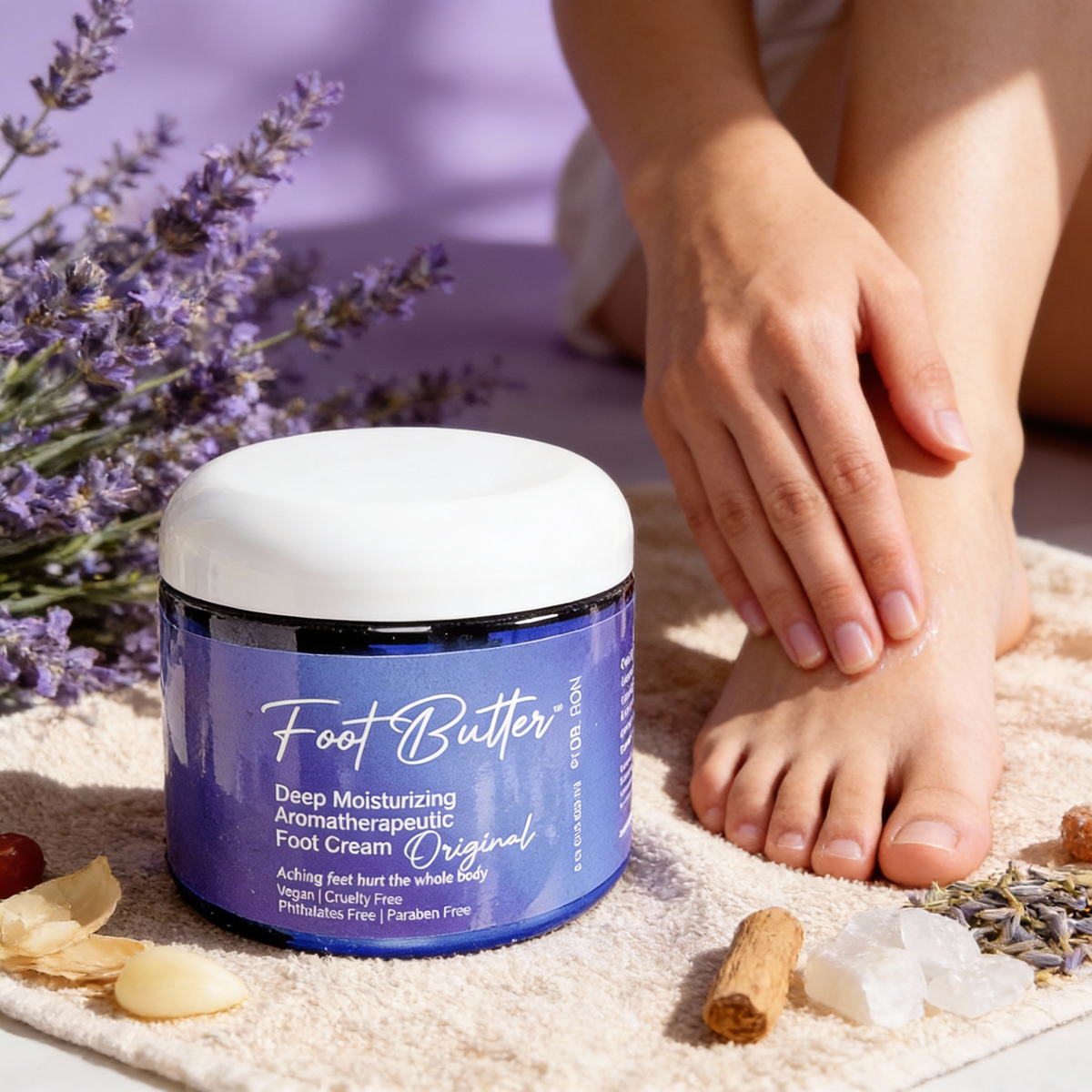 Lavender & Jasmine Foot Butter – Deep Moisturizing Foot Cream for Dry, Tired Feet