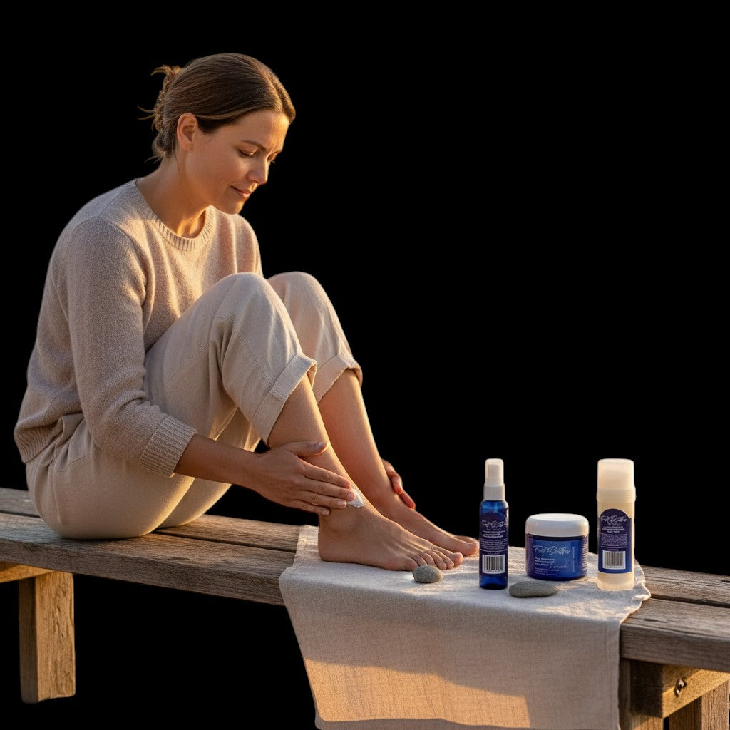 Foot Care Bundle – Lavender Jasmine Foot Butter, Cracked Heel Balm, Cooling Spray & Pumice Scrubber by Foot Butter by Dr Ron
