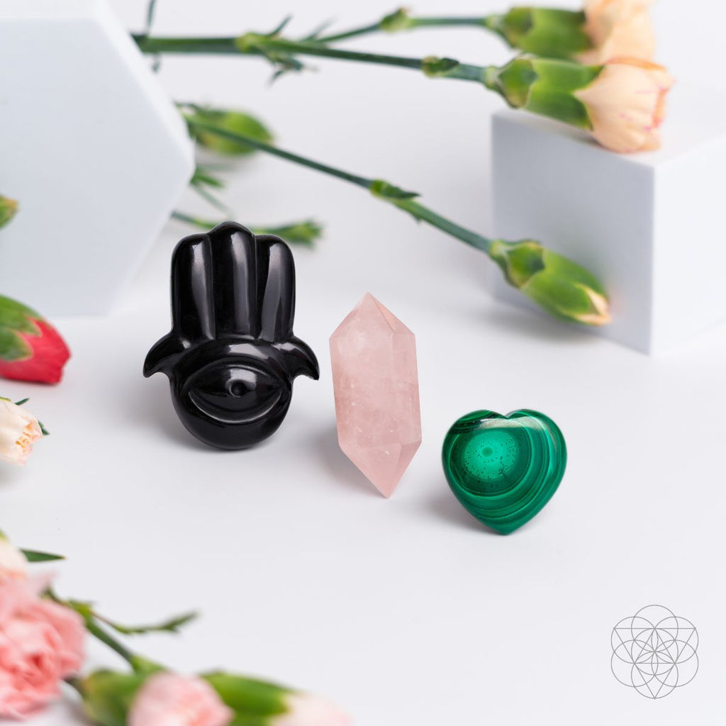 Hamsa Hand of Safe Travels: Aromatherapy Crystal Car Kit by Conscious Items