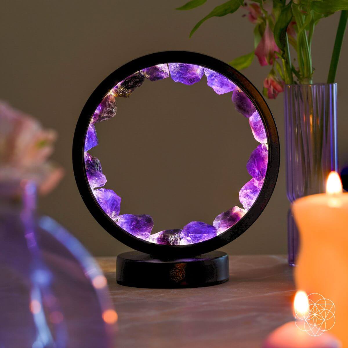 I Am At Peace - Spiritual Protection Amethyst Lamp - AetherLux.Shop