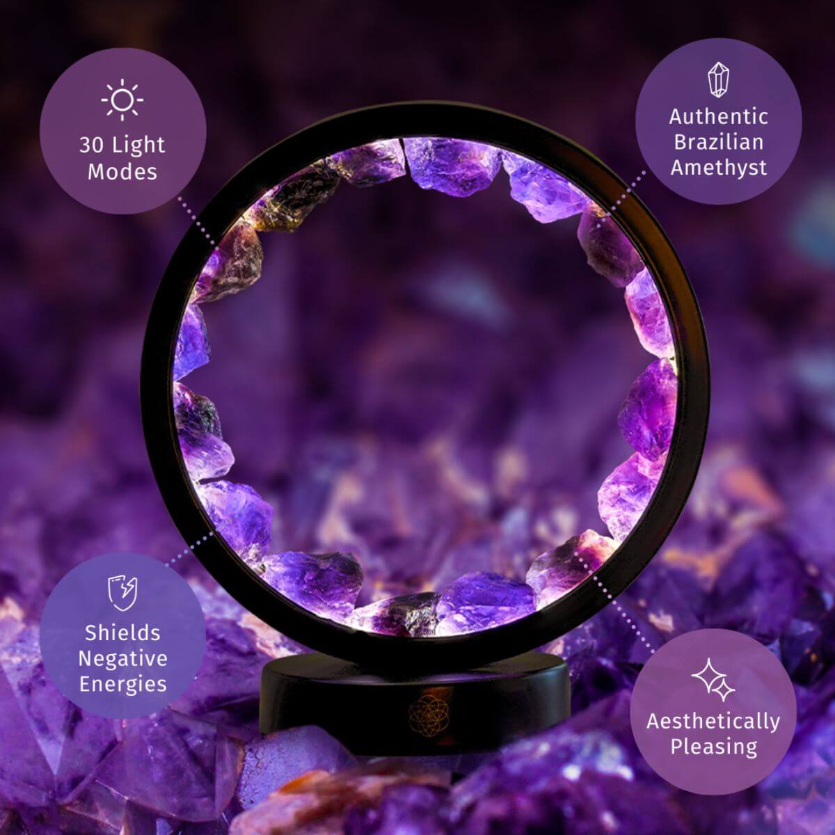 I Am At Peace - Spiritual Protection Amethyst Lamp - AetherLux.Shop