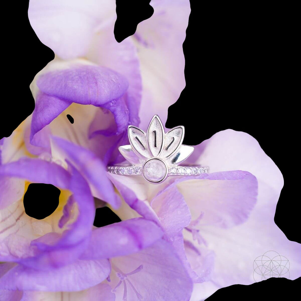 I Am Divinely Guided: 111 Angel Number Silver Lotus Ring by Conscious Items