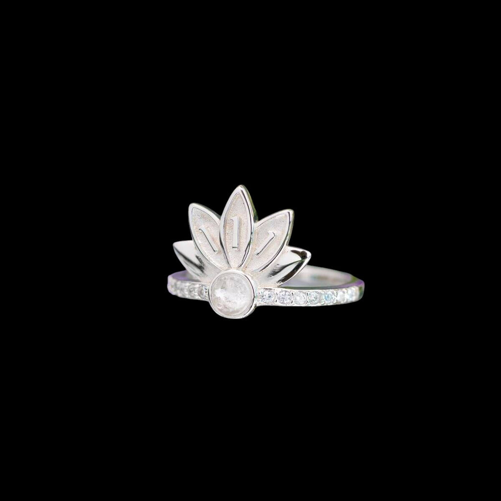 I Am Divinely Guided: 111 Angel Number Silver Lotus Ring by Conscious Items