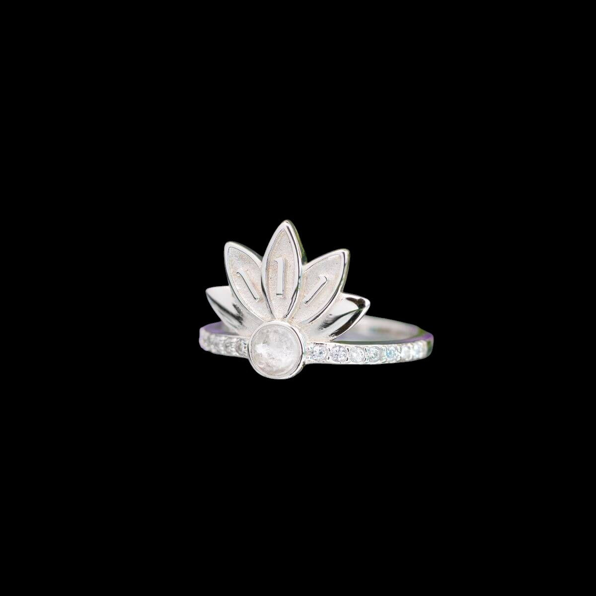 I Am Divinely Guided: 111 Angel Number Silver Lotus Ring by Conscious Items