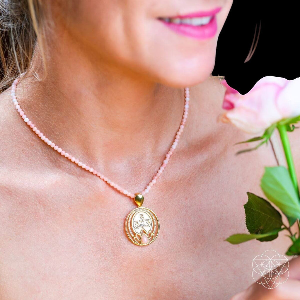 I Am Love - 333 Pink Opal Silver Necklace of True Love by Conscious Items