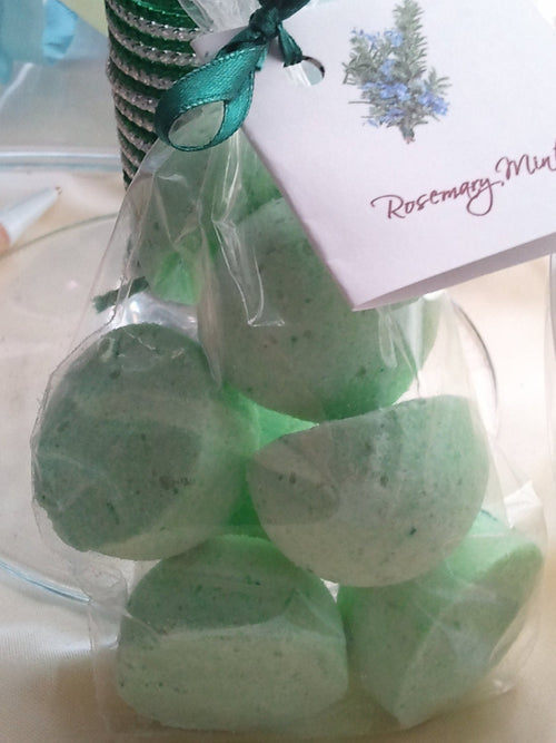 14 bath bombs 1 oz each (Rosemary Mint) gift bag bath fizzies, great for dry skin, shea, cocoa, 7 ultra rich oils by Spa Pure