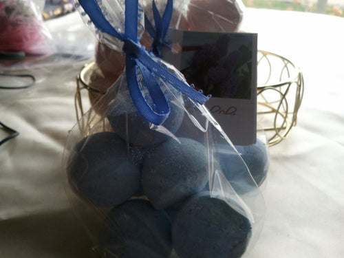 14 bath bombs in French Lilac fragrance, gift bag bath fizzies, great for dry skin, shea, cocoa, 7 ultra rich oils by Spa Pure