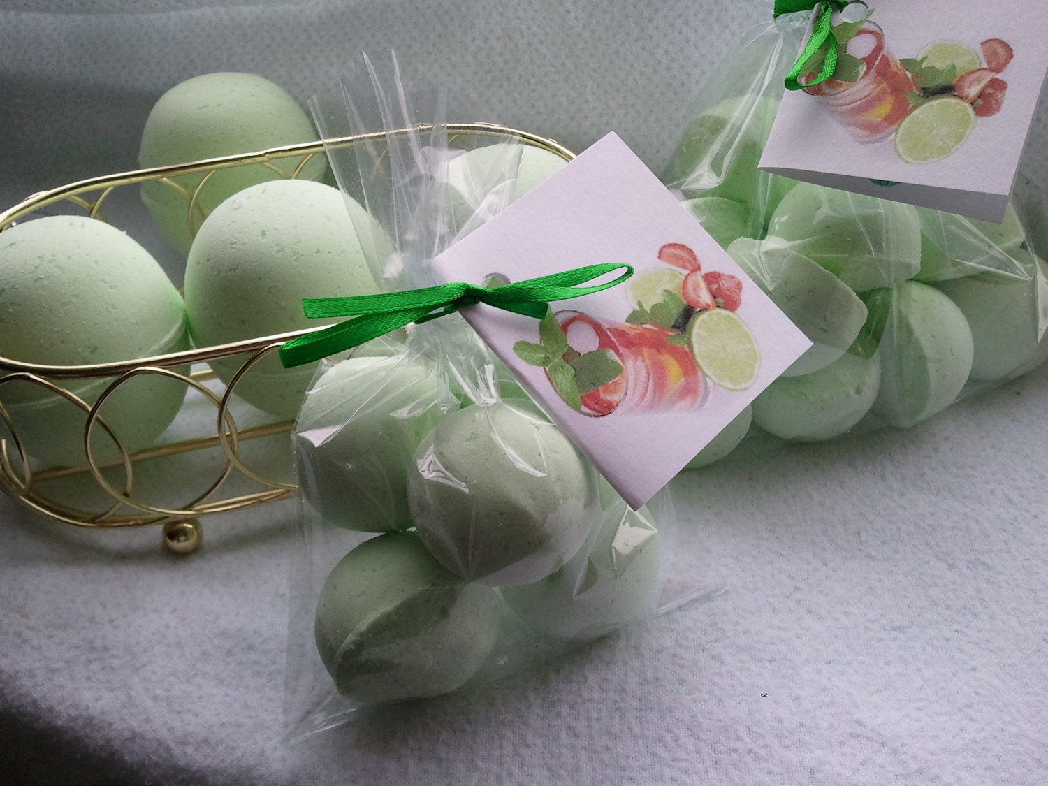 14 bath bombs in Coconut, Lime, Verbena, gift bag bath fizzies, great for dry skin, shea, cocoa, 7 ultra rich oils by Spa Pure