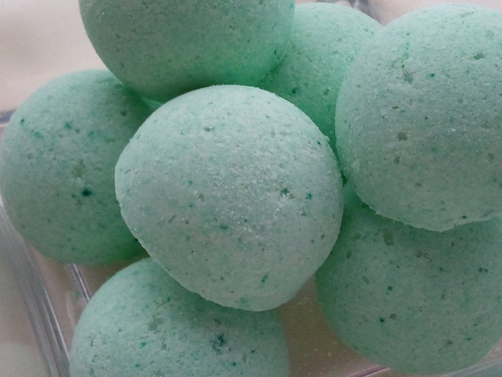14 bath bombs 1 oz each (Rosemary Mint) gift bag bath fizzies, great for dry skin, shea, cocoa, 7 ultra rich oils by Spa Pure