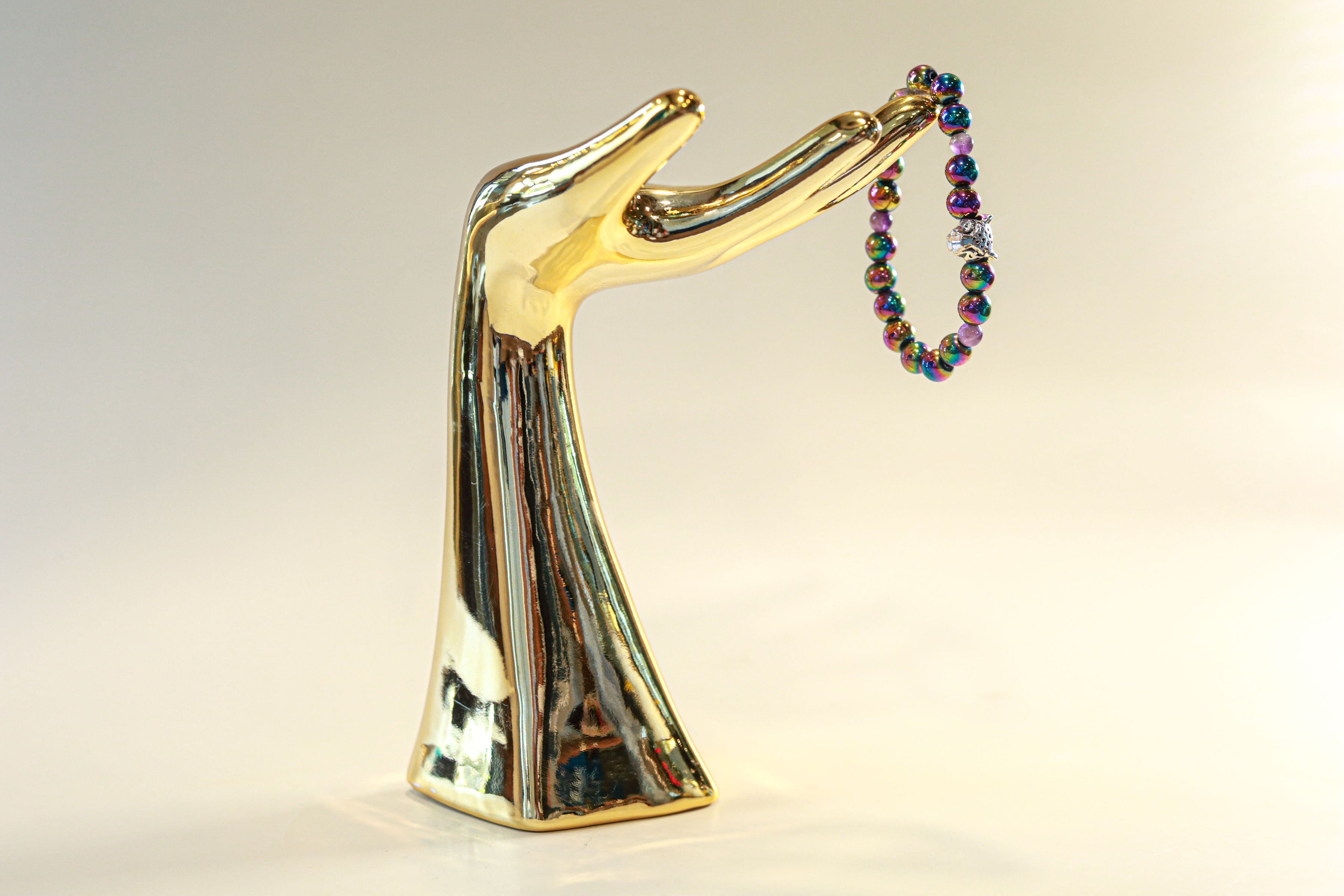 Amethyst & Hematite Crystal Bracelet • Silver Cheetah Charm by The Good Shaman