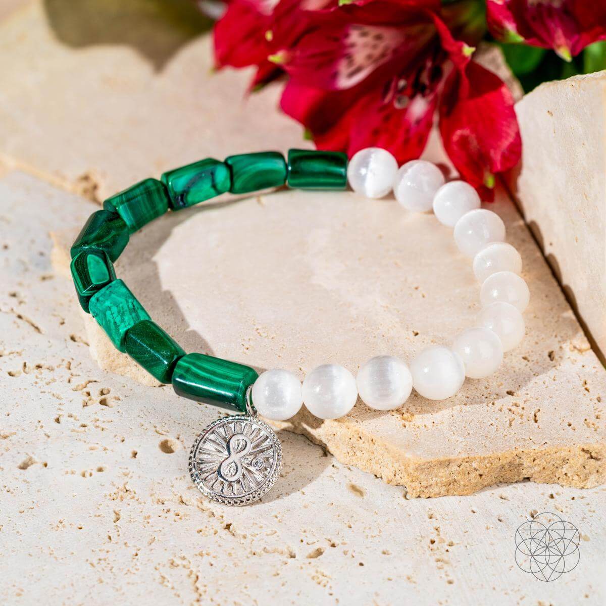 Infinite Triumph - Malachite & Selenite Success Bracelet by Conscious Items