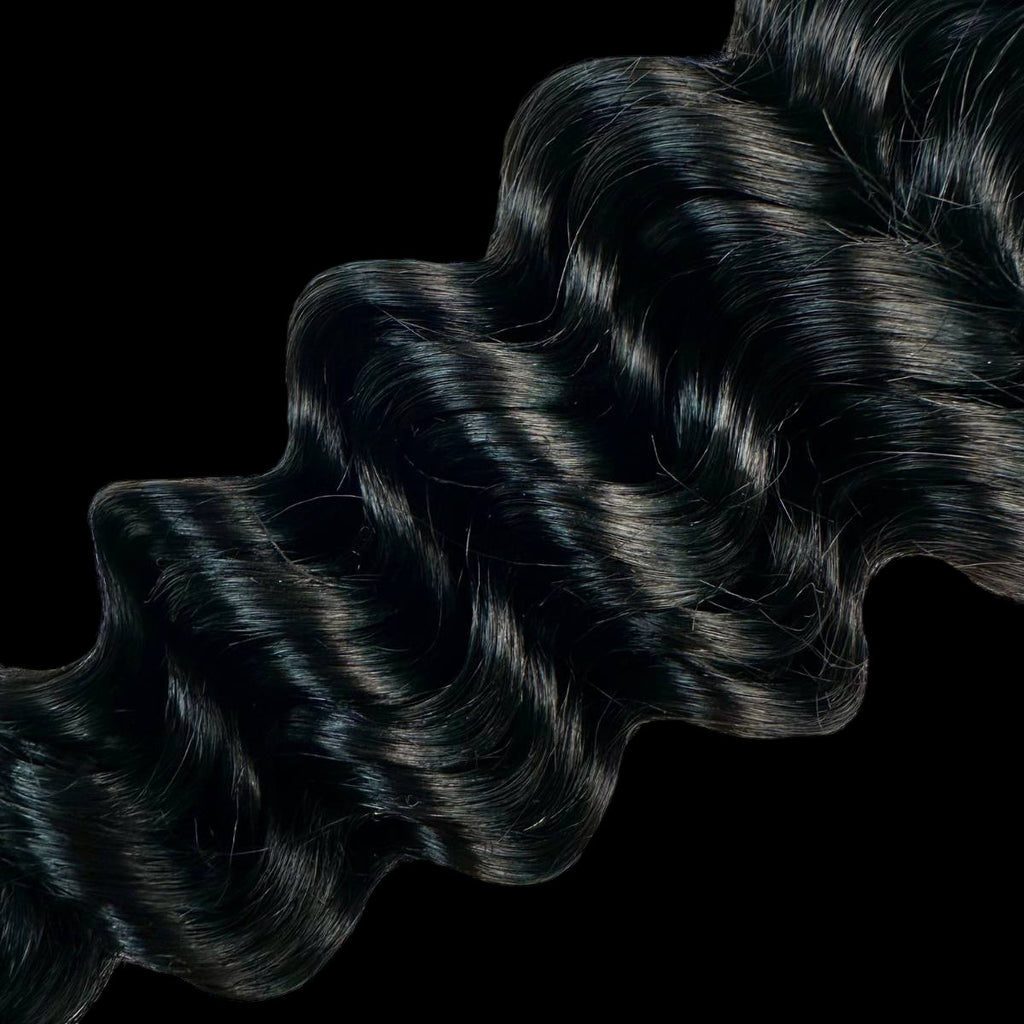 Jet Black Deep Wave Bulk 100% Human Braiding Hair by Private Label