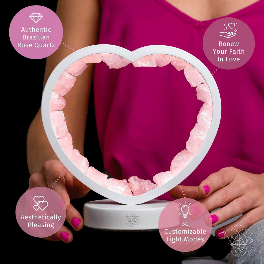 Love Magnet - Rose Quartz Heart Lamp by Conscious Items