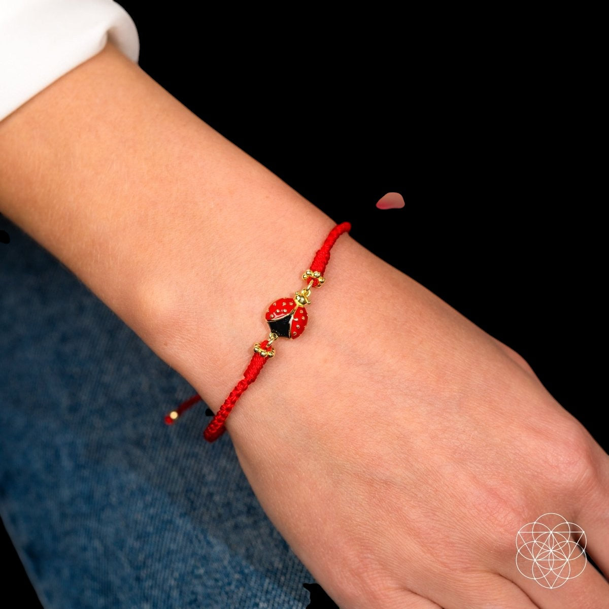 Lucky Ladybug - Four-Strand Red String Bracelet by Conscious Items