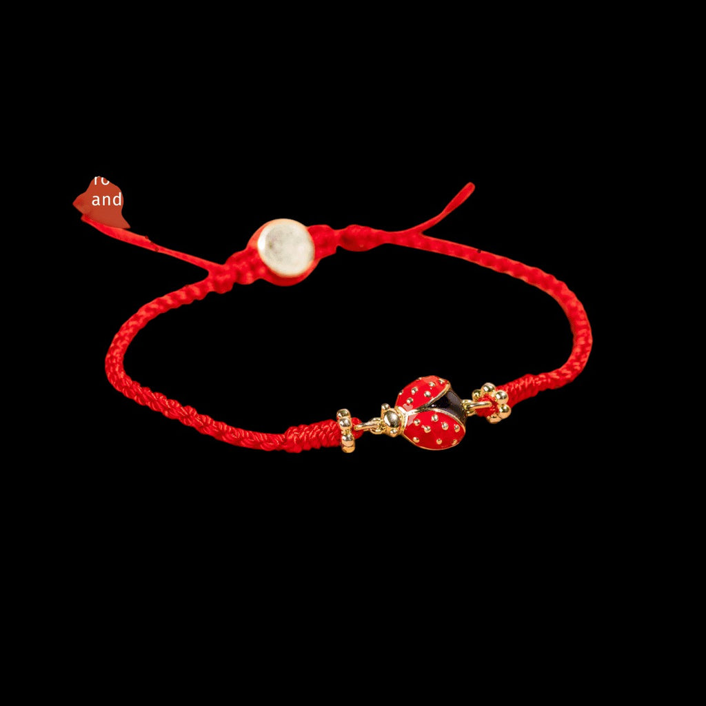 Lucky Ladybug - Four-Strand Red String Bracelet by Conscious Items