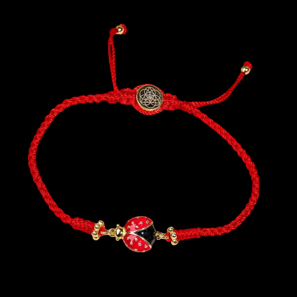 Lucky Ladybug - Four-Strand Red String Bracelet by Conscious Items