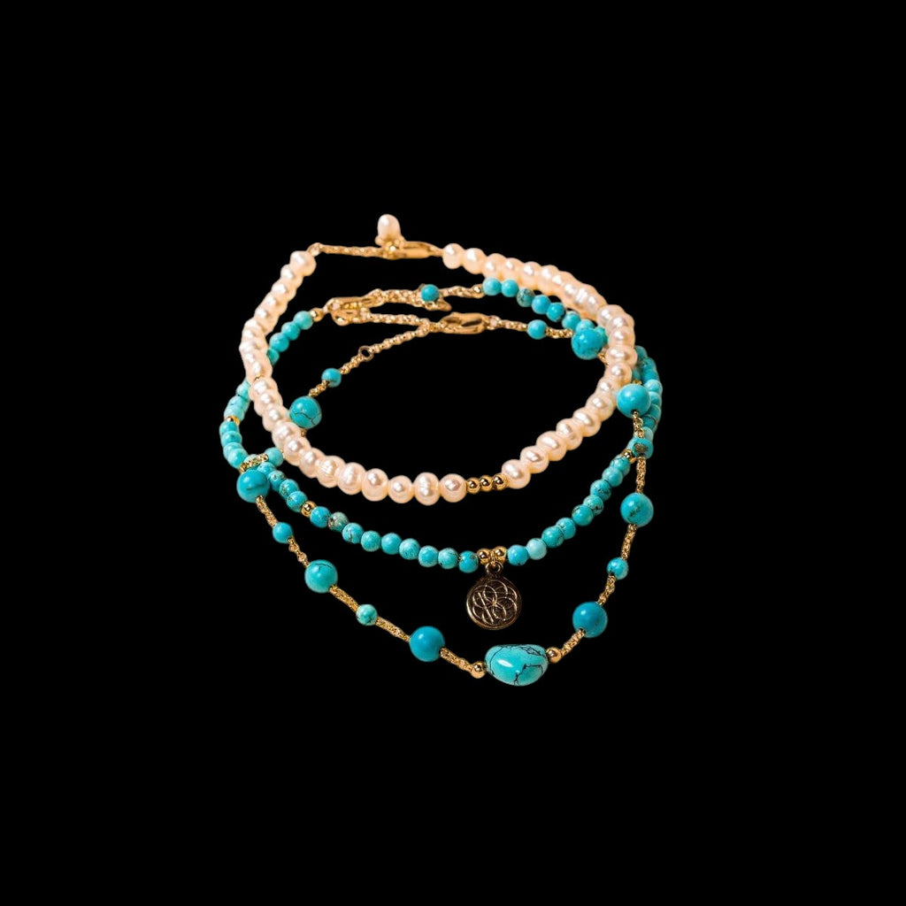 Luminous Glow - The Turquoise and Pearl Anklets of Love by Conscious Items