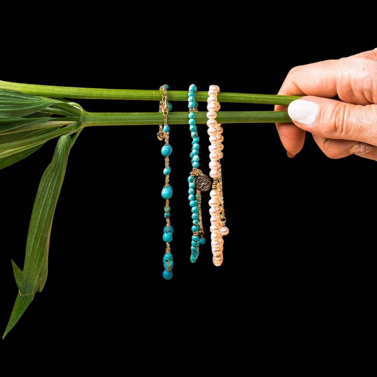 Luminous Glow - The Turquoise and Pearl Anklets of Love by Conscious Items