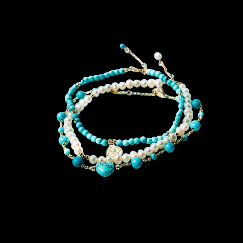 Luminous Glow - The Turquoise and Pearl Anklets of Love by Conscious Items