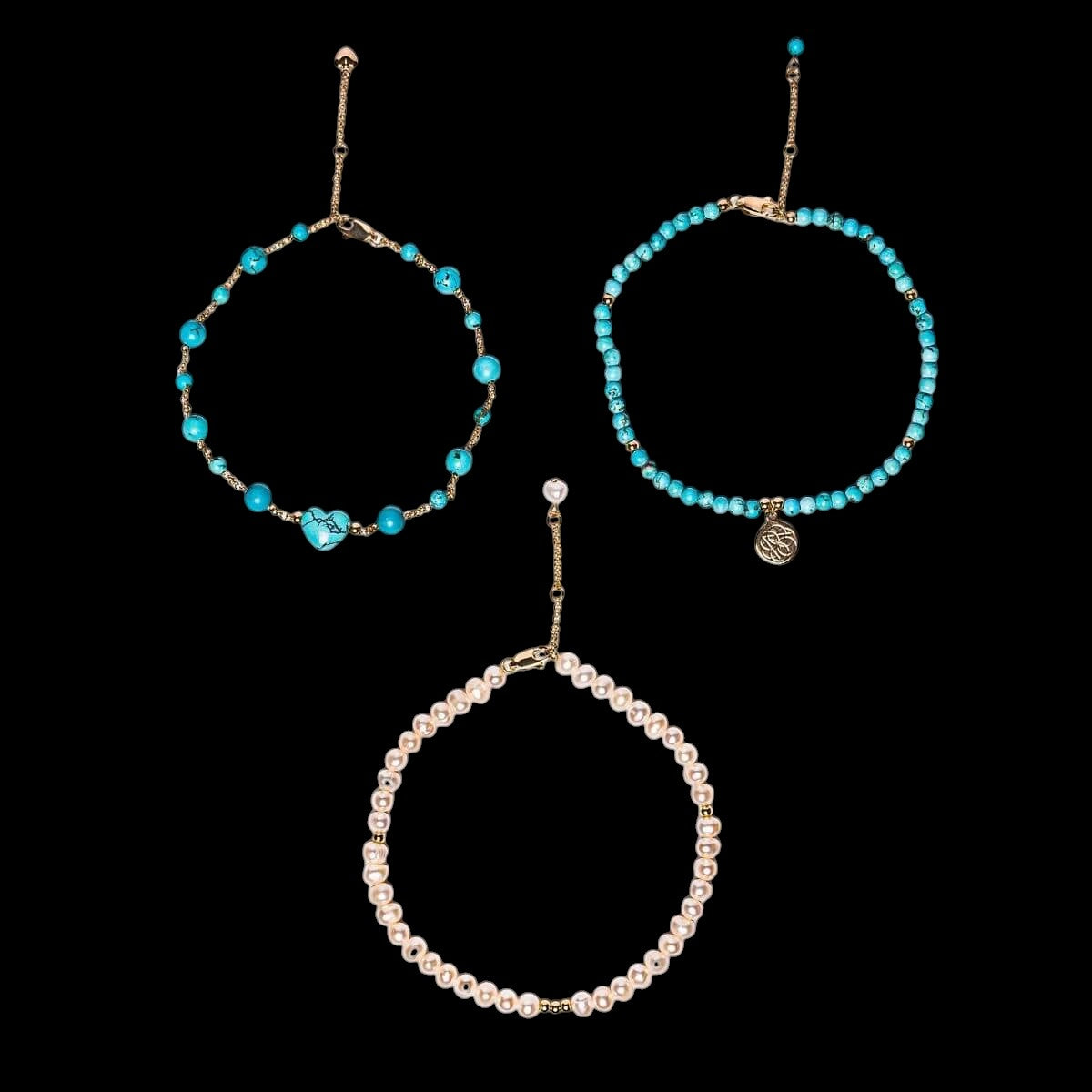 Luminous Glow - The Turquoise and Pearl Anklets of Love by Conscious Items