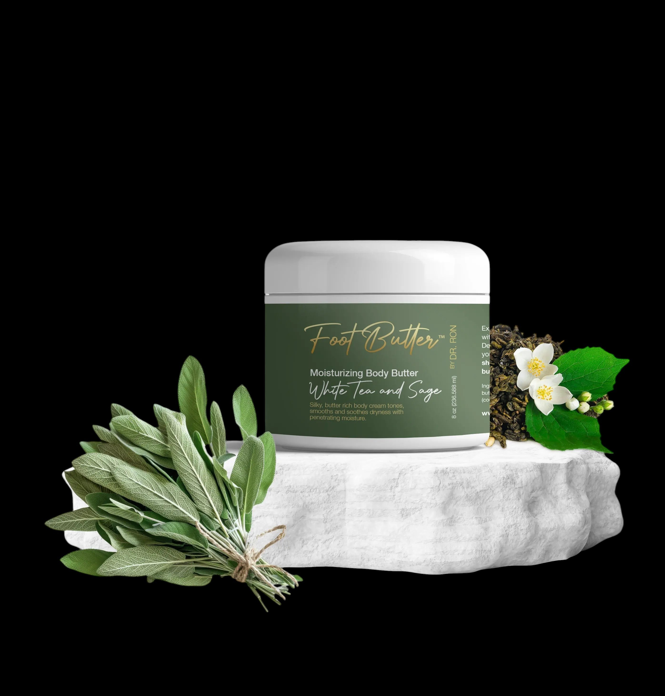 White Tea & Sage Moisturizing Body Butter – Hydrating, Nourishing, Ultra-Soft Skin Cream by Foot Butter by Dr Ron