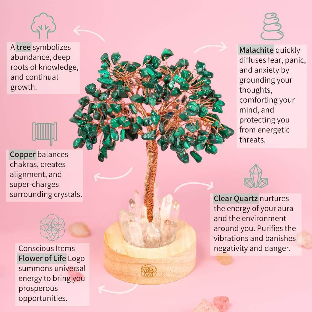 Malachite Anxiety Tree Lamp by Conscious Items