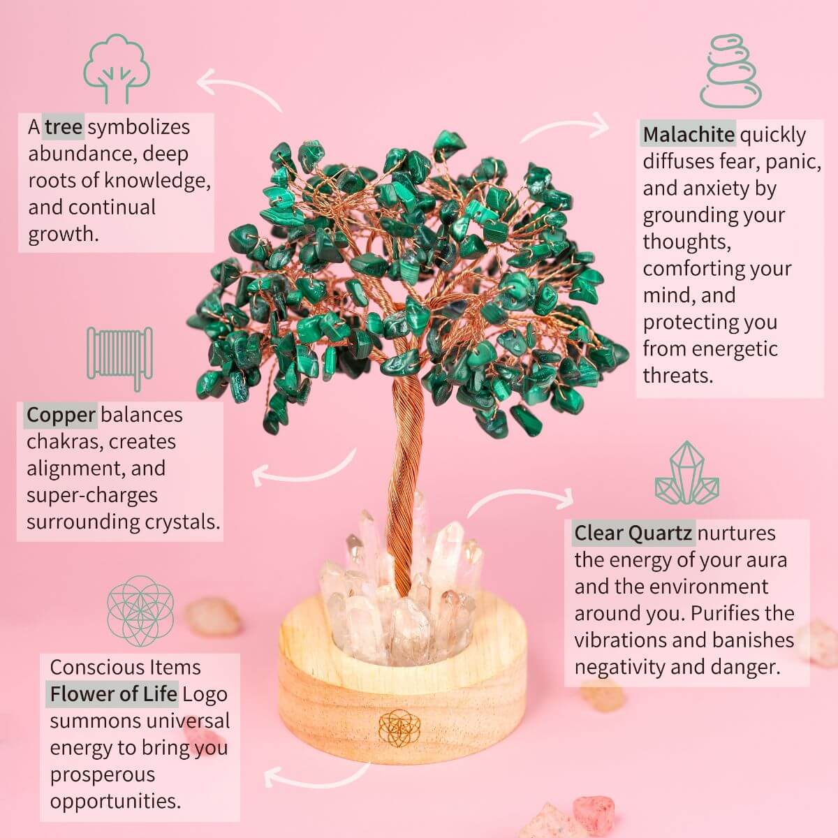 Malachite Anxiety Tree Lamp by Conscious Items