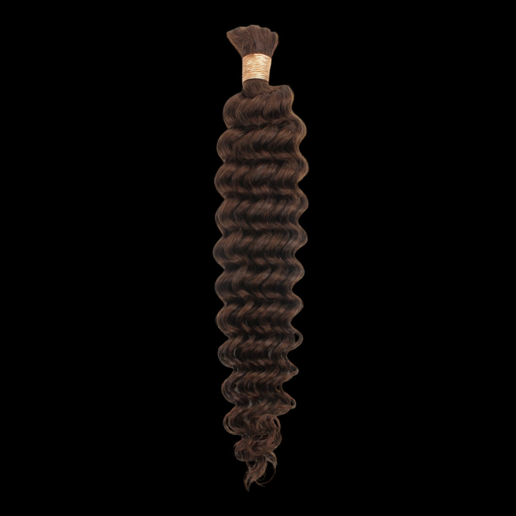 Medium Brown Deep Wave Color 4 Bulk 100% Human Braiding Hair by Private Label