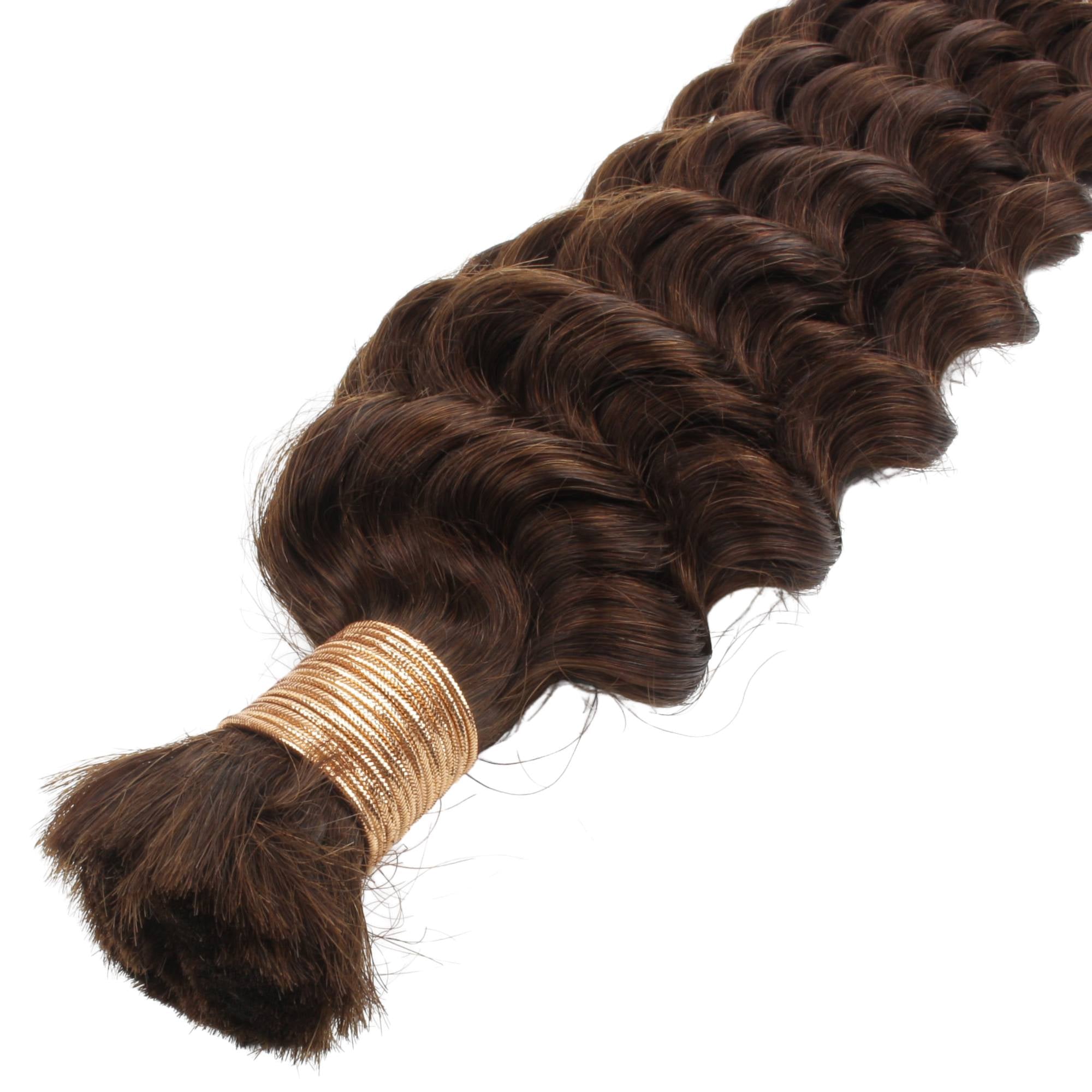 Medium Brown Deep Wave Color 4 Bulk 100% Human Braiding Hair by Private Label