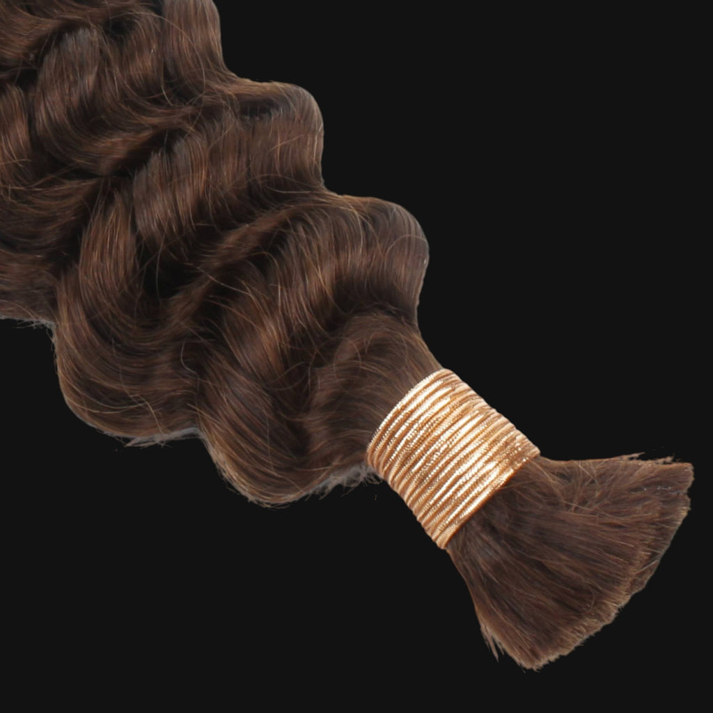 Medium Brown Deep Wave Color 4 Bulk 100% Human Braiding Hair by Private Label