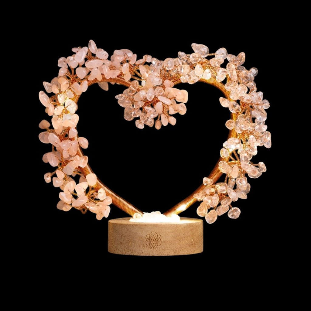 Mend My Broken Heart - Rose & Clear Quartz Tree Lamp by Conscious Items