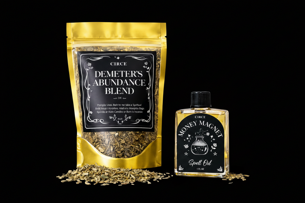 Demeter’s Abundance Ritual Set – Prosperity Blend & Money Magnet Oil by Circe Boutique