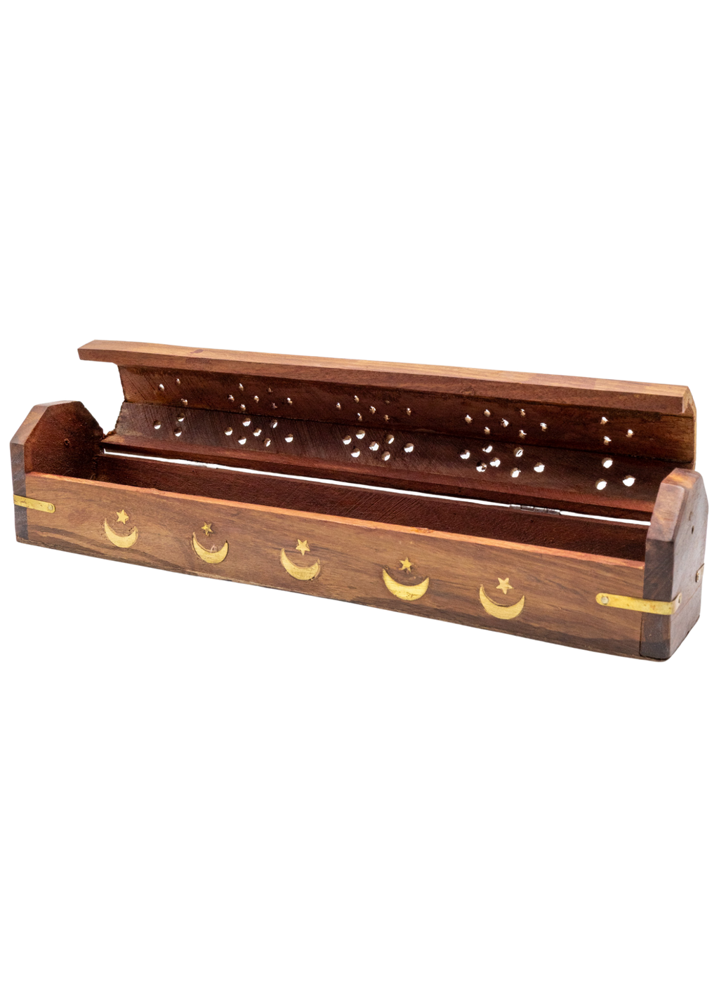 Brass Inlay Moon & stars Coffin Incense Burner