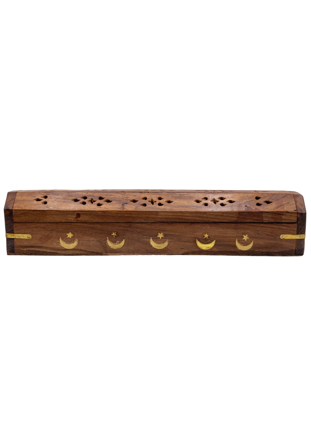 Brass Inlay Moon & stars Coffin Incense Burner