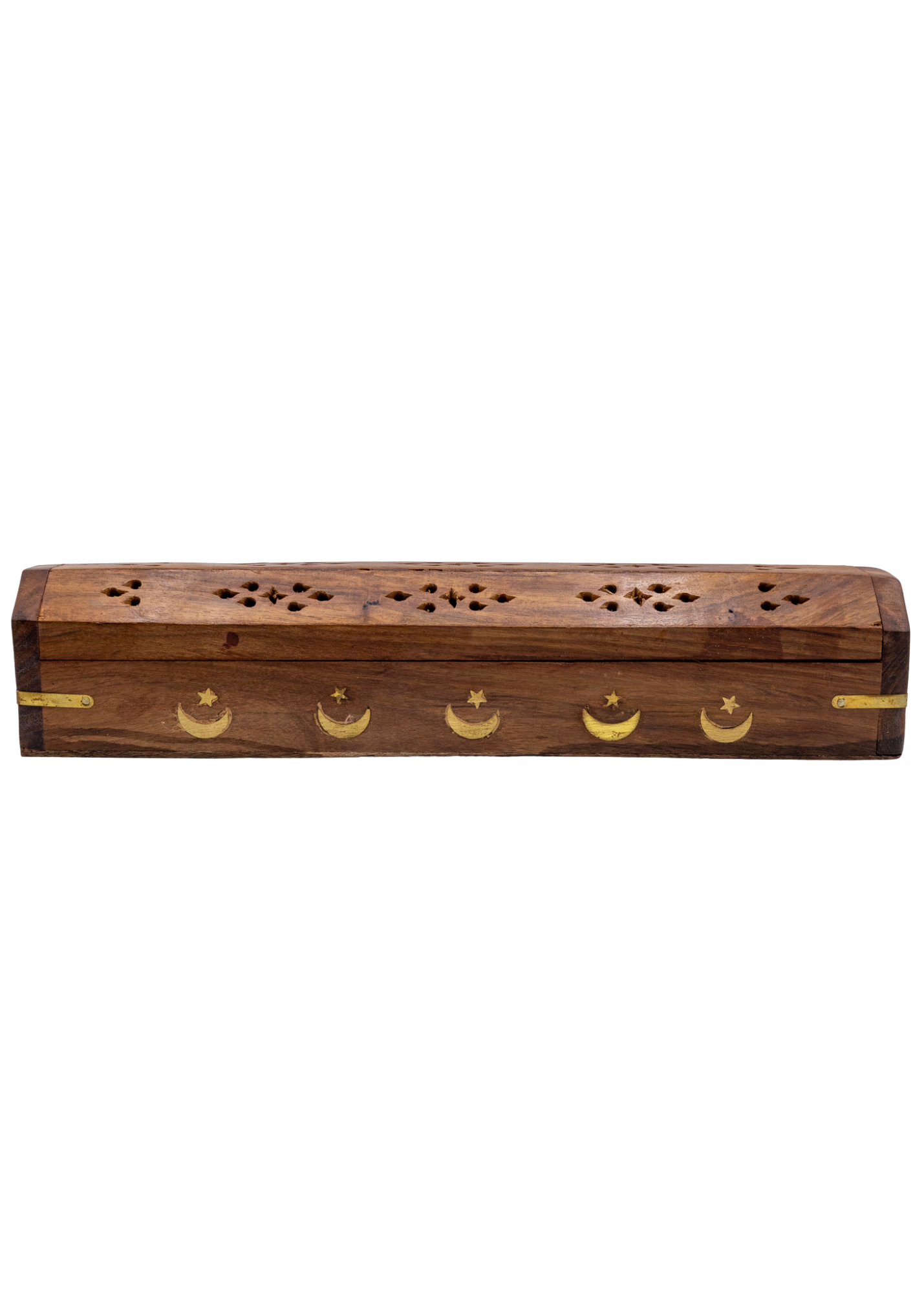 Brass Inlay Moon & stars Coffin Incense Burner