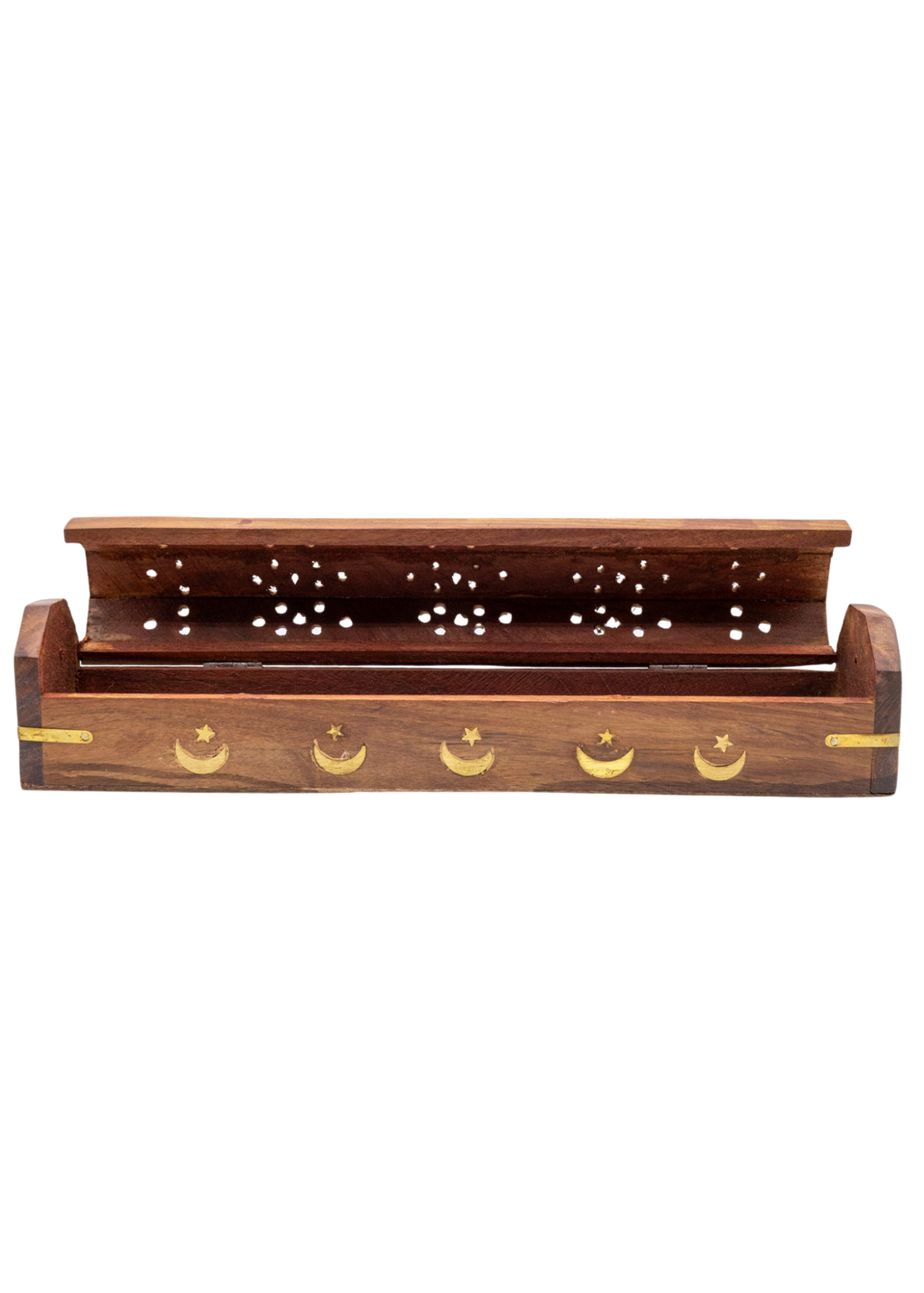 Brass Inlay Moon & stars Coffin Incense Burner