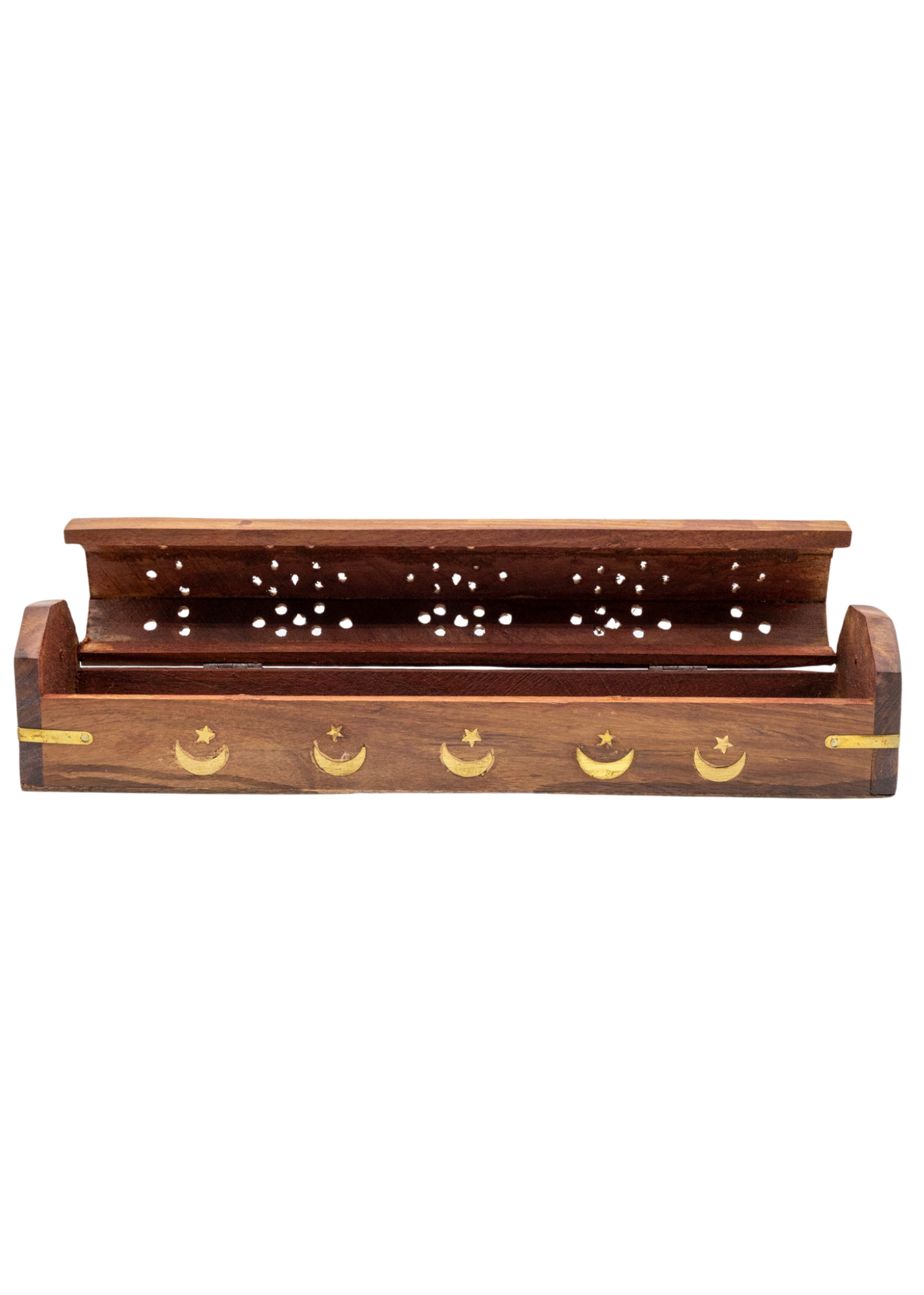 Brass Inlay Moon & stars Coffin Incense Burner