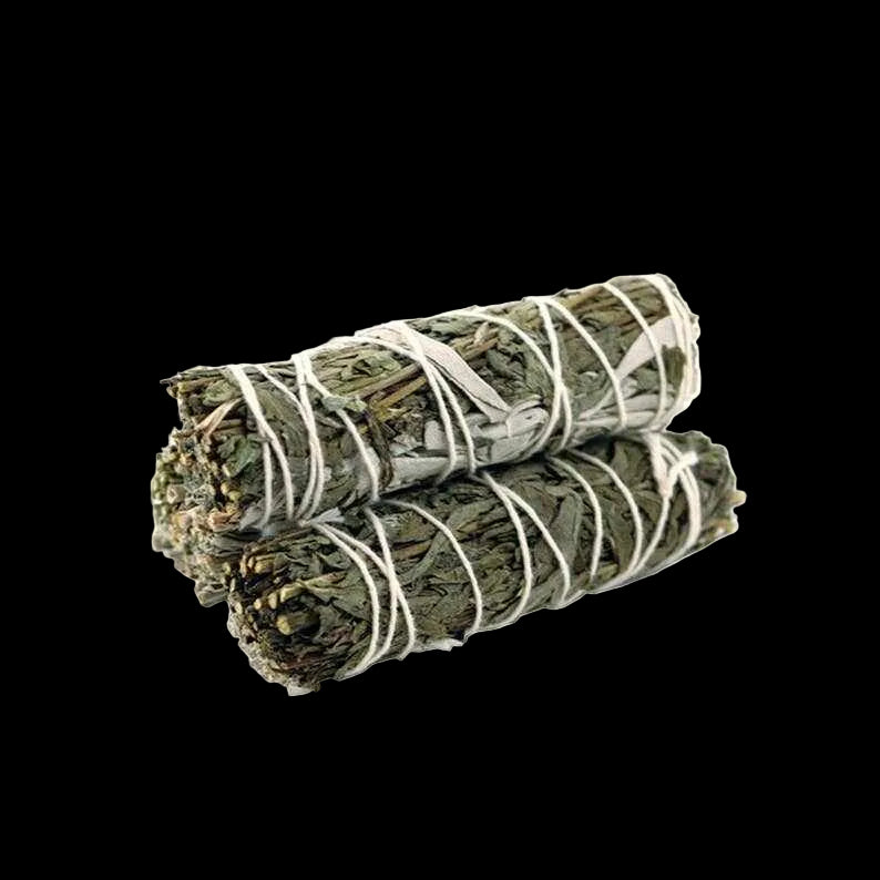 Mugwort and White Sage Organic Smudge Stick (4 in.) by Sacred Crystals