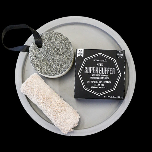 20+ Men's Super Buffer | Black Scrubber by Spongellé