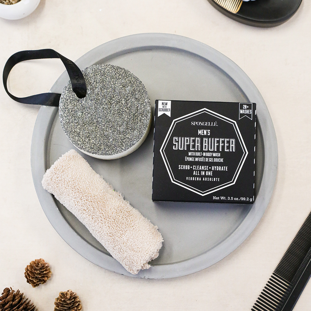 20+ Men's Super Buffer | Black Scrubber by Spongellé