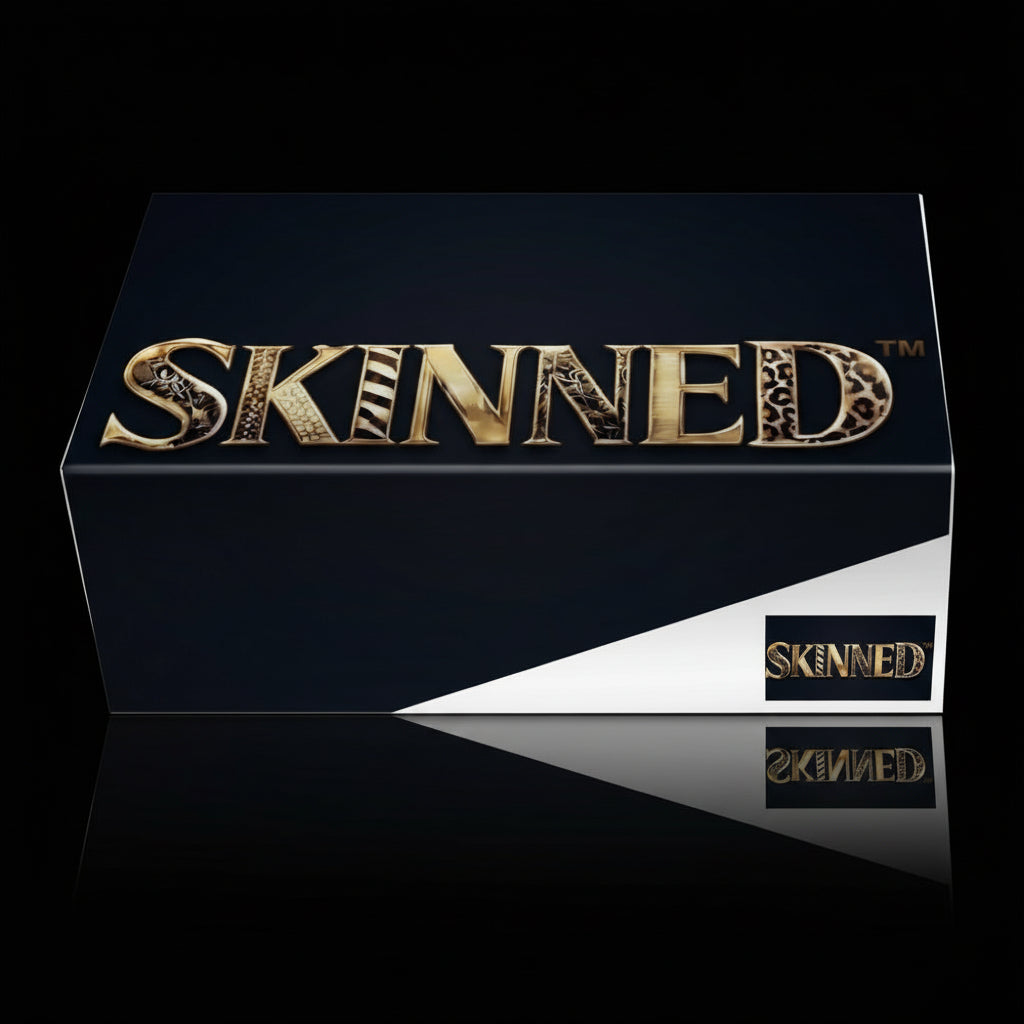 Black box with 'SKINNED' branding on a white background
