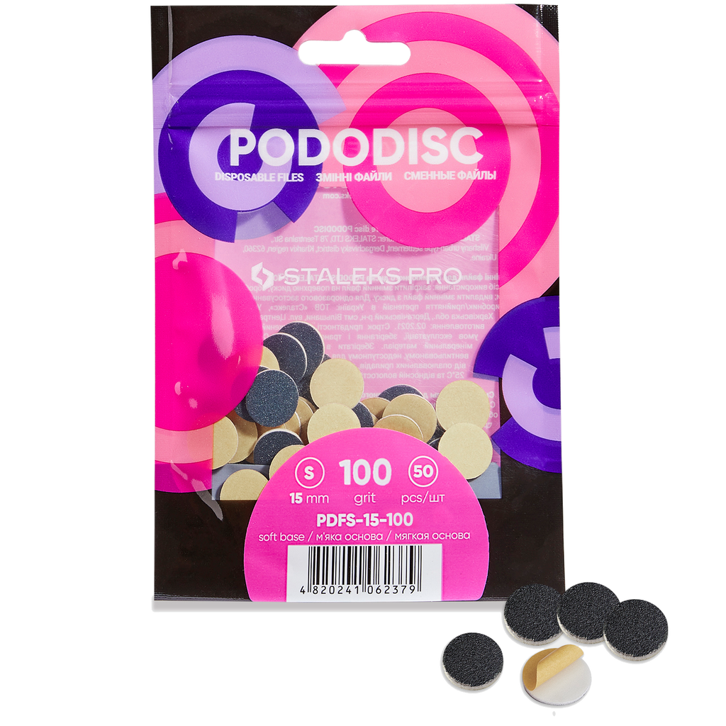 STALEKS Pro S Pododisc Disposable Files Soft Base for Pedicure Disc 15mm (50 Pcs) PDFS-15 by kvadrat store