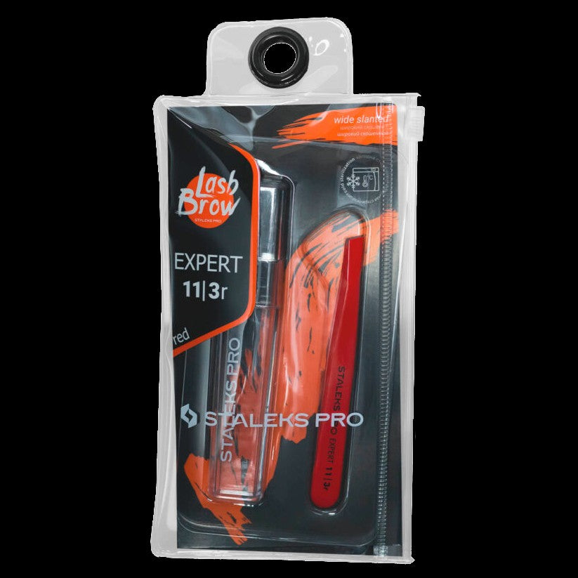 STALEKS PRO EXPERT 11 TYPE 3R EYEBROW TWEEZERS WIDE SLANT RED TE-11/3R - STALEKS™ by kvadrat store