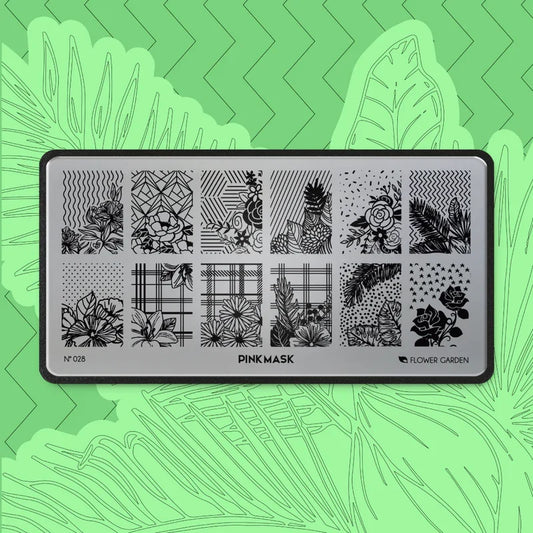 Pink Mask - Stamping Plate Flower Garden #28