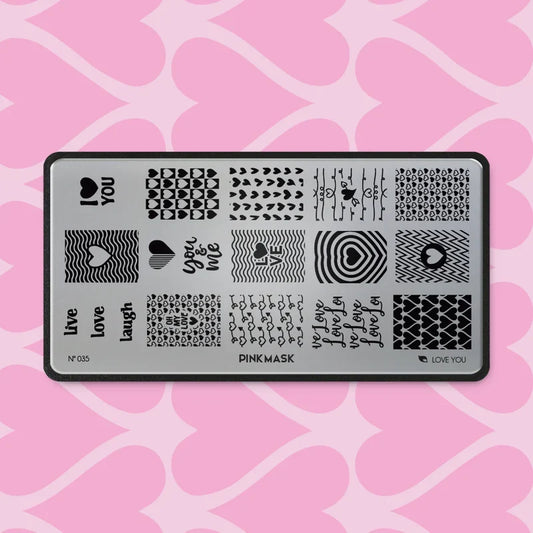 Pink Mask - Stamping Plate Love You #35
