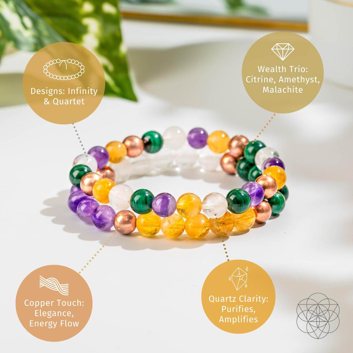 Powerhouse of Wealth Manifestation - Crystal Quartet Bracelet Set by Conscious Items